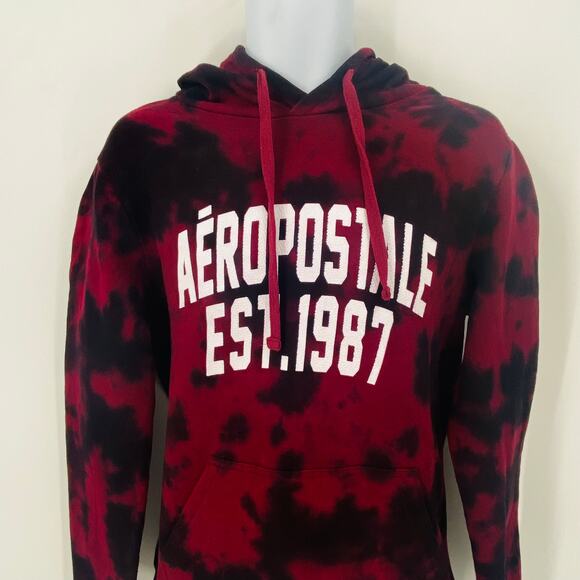 Aeropostale 1987 Maroon Tie-dye Hoodie - Picture 2 of 8